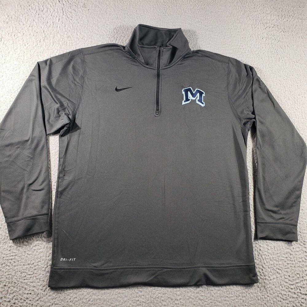 Nike Sweatshirt Men's Large Gray 1/4 Zip Pullover Shirt Embroidered Stretch